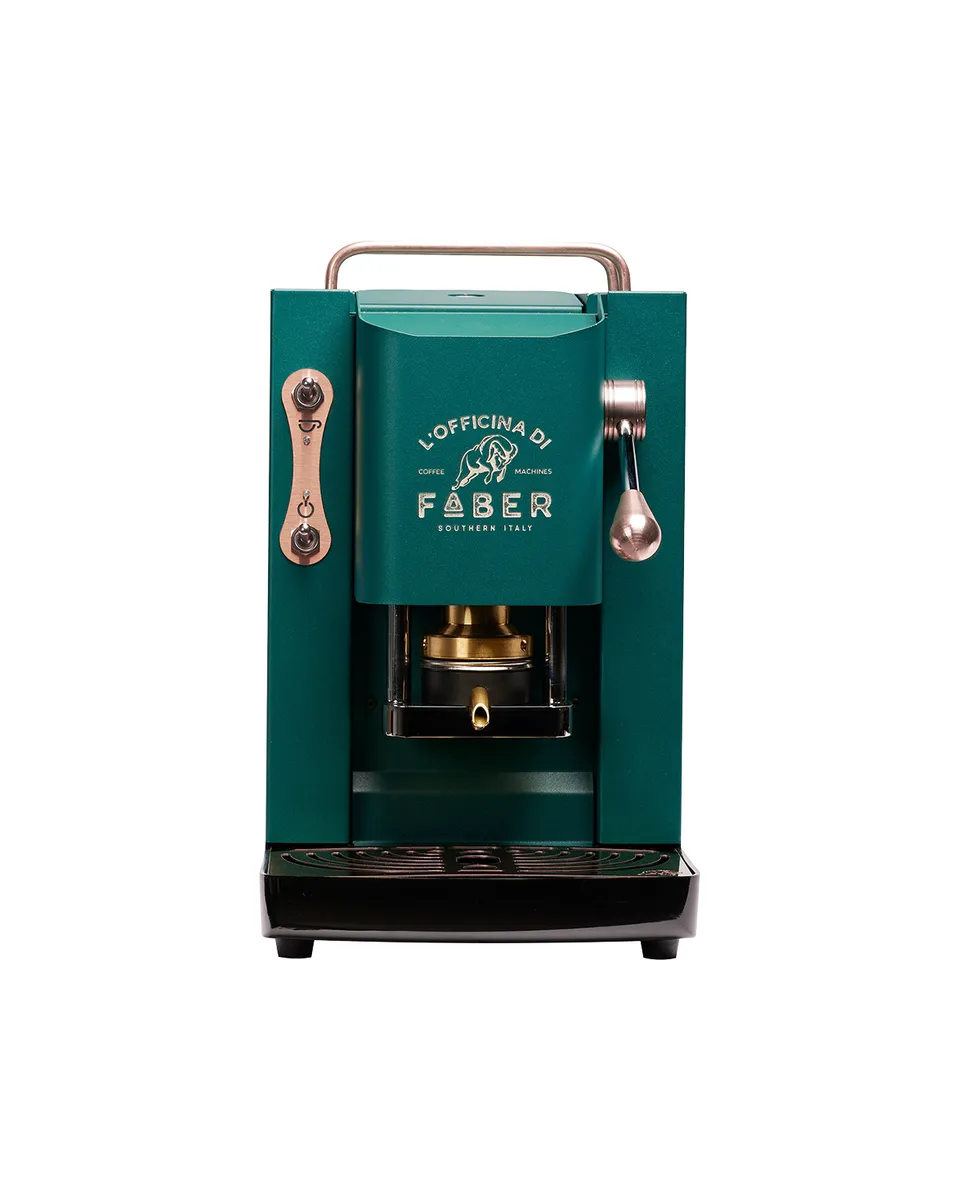 faber-pro-deluxe-2-0-macchina-cialde-ese-british-green-ottone-95-con-elettrovalv image 1