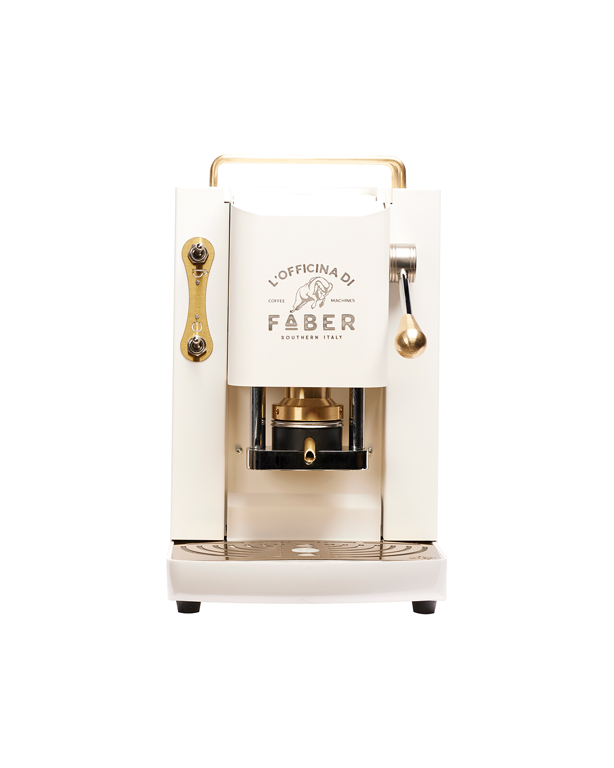 faber-pro-deluxe-2-0-macchina-per-caff-a-cialde-ese-bianco-puro-ottone image 1