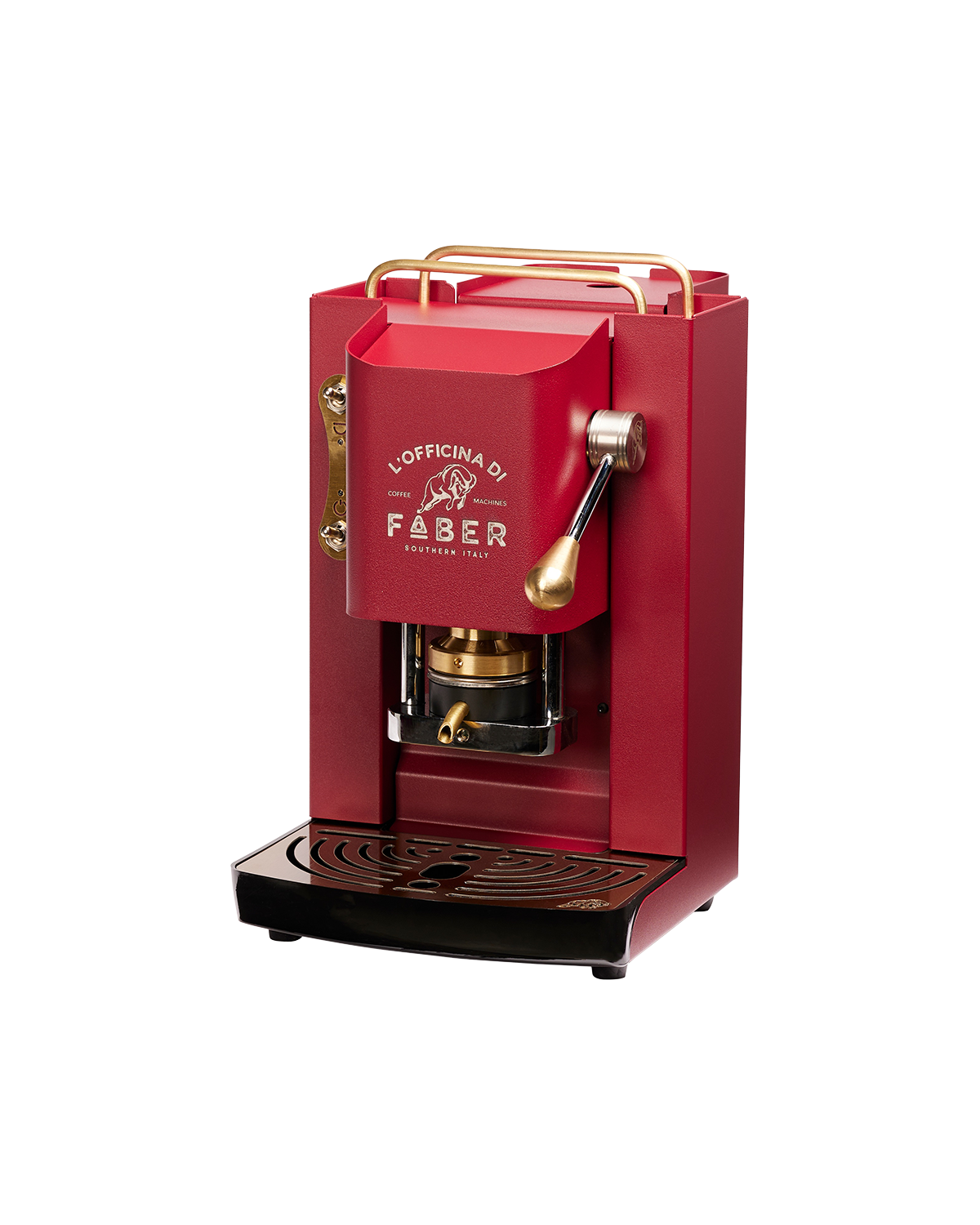 faber-pro-deluxe-2-0-macchina-caff-cialde-ese-cherry-red-ottone image 2