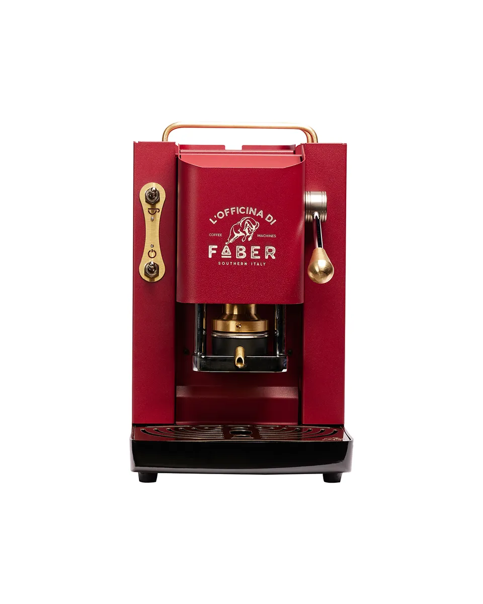 faber-pro-deluxe-2-0-macchina-caff-cialde-ese-cherry-red-ottone image 1