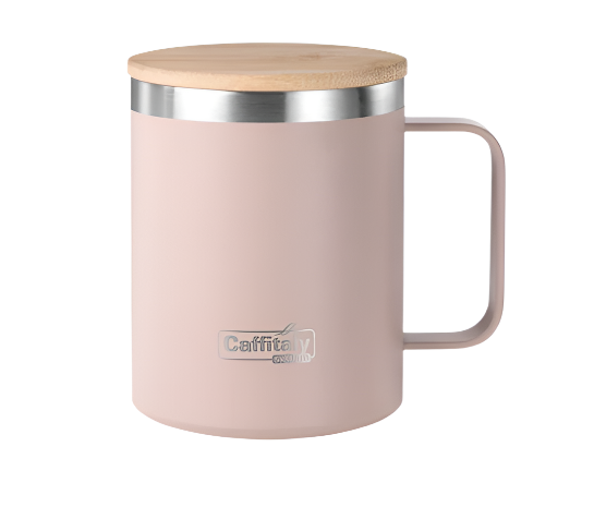 caffitaly-travel-mug-rosa-antico-acciaio-con-coperchio-bamboo image 1